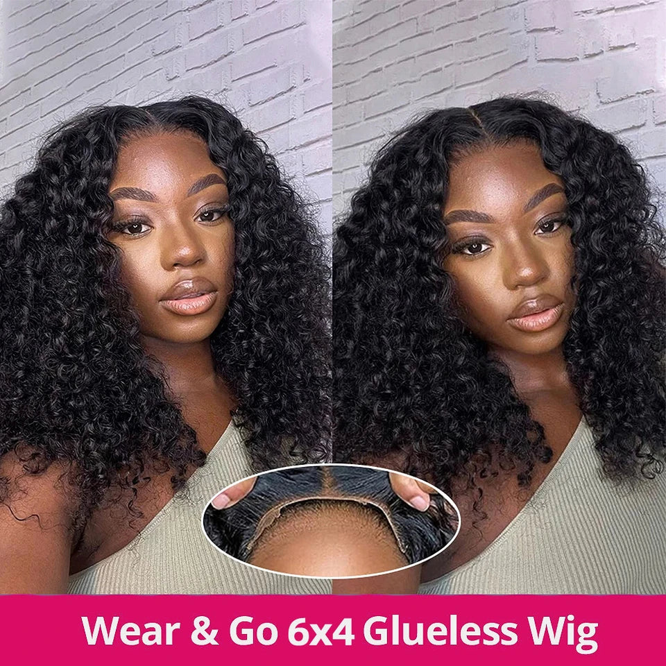 Wear And Go 13x4 Water Wave Bob Lace Wig For Women Curly 6x4 Glueless Human Hair Wig Ready To Go Human Hair Wigs Pre Cut No Lace