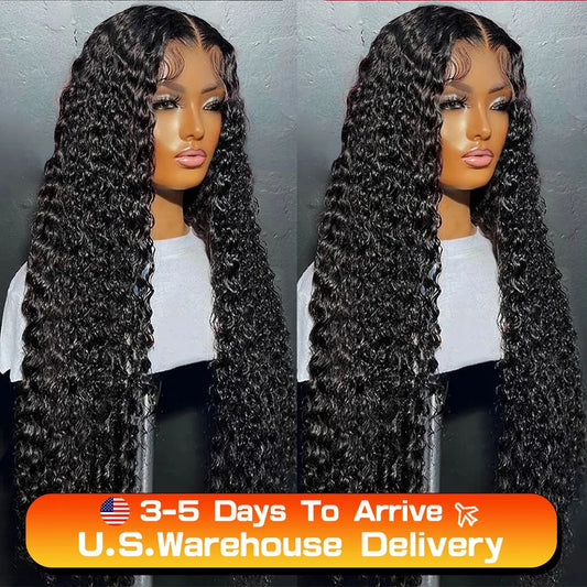 40inch Water Wave Curly Lace Frontal Wigs 13x4 13x6 HD Deep Wave Lace Frontal Wig 360 Full Human Hair Wigs For Women On Sale