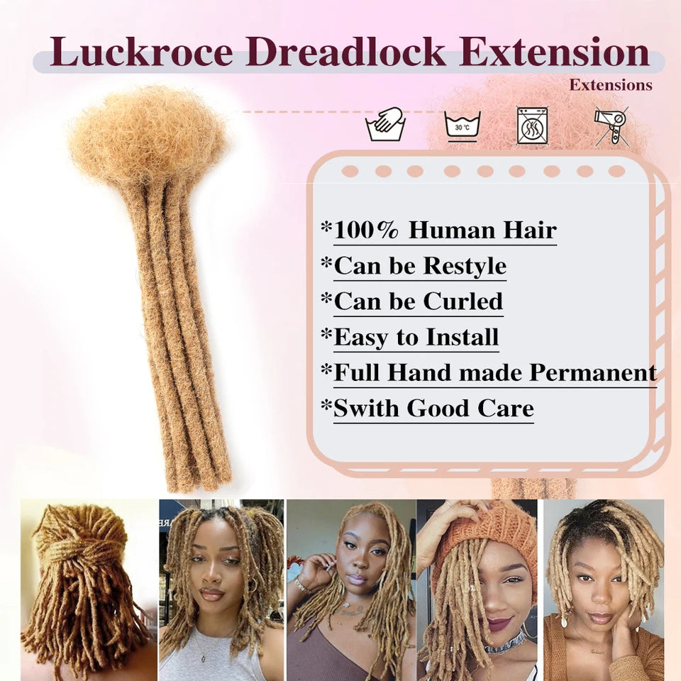 27# Light Brown Dreadlocks Brazilian Virgin Human Hair 10 Strands Crochet Braid Hair Loc Extensions 0.4cm Kinky Braiding Micro