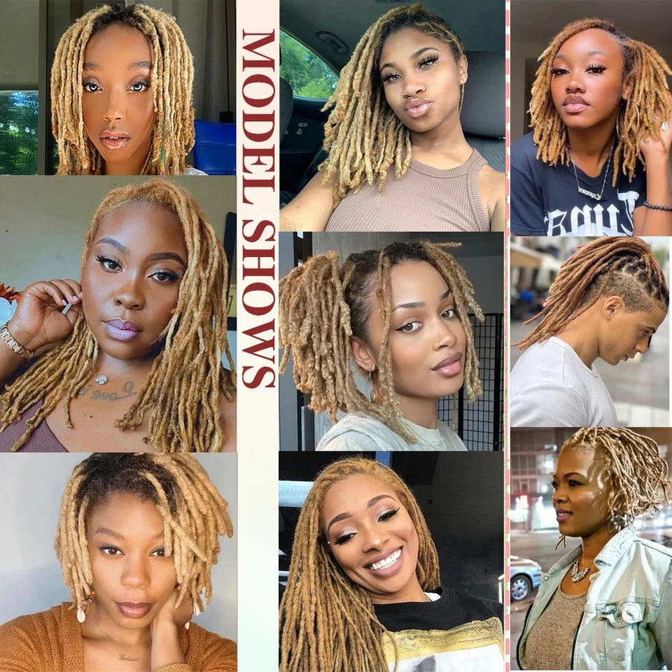 27# Light Brown Dreadlocks Brazilian Virgin Human Hair 10 Strands Crochet Braid Hair Loc Extensions 0.4cm Kinky Braiding Micro