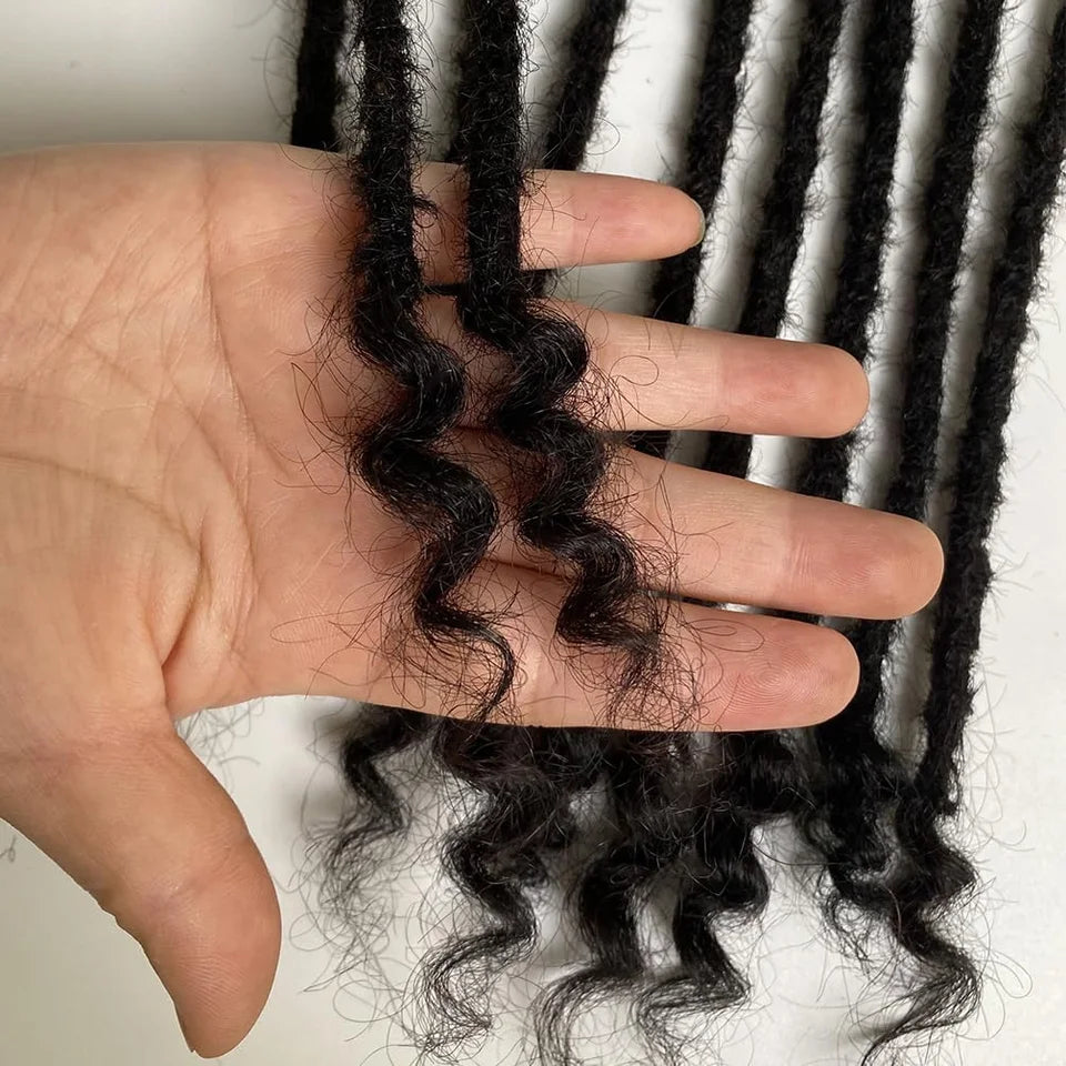 100% Human Hair 0.6cm Afro Kinky Locs with Curly Ends Extensions 8 inch 10 Strands Handmade locks Extension Can be dyed Women